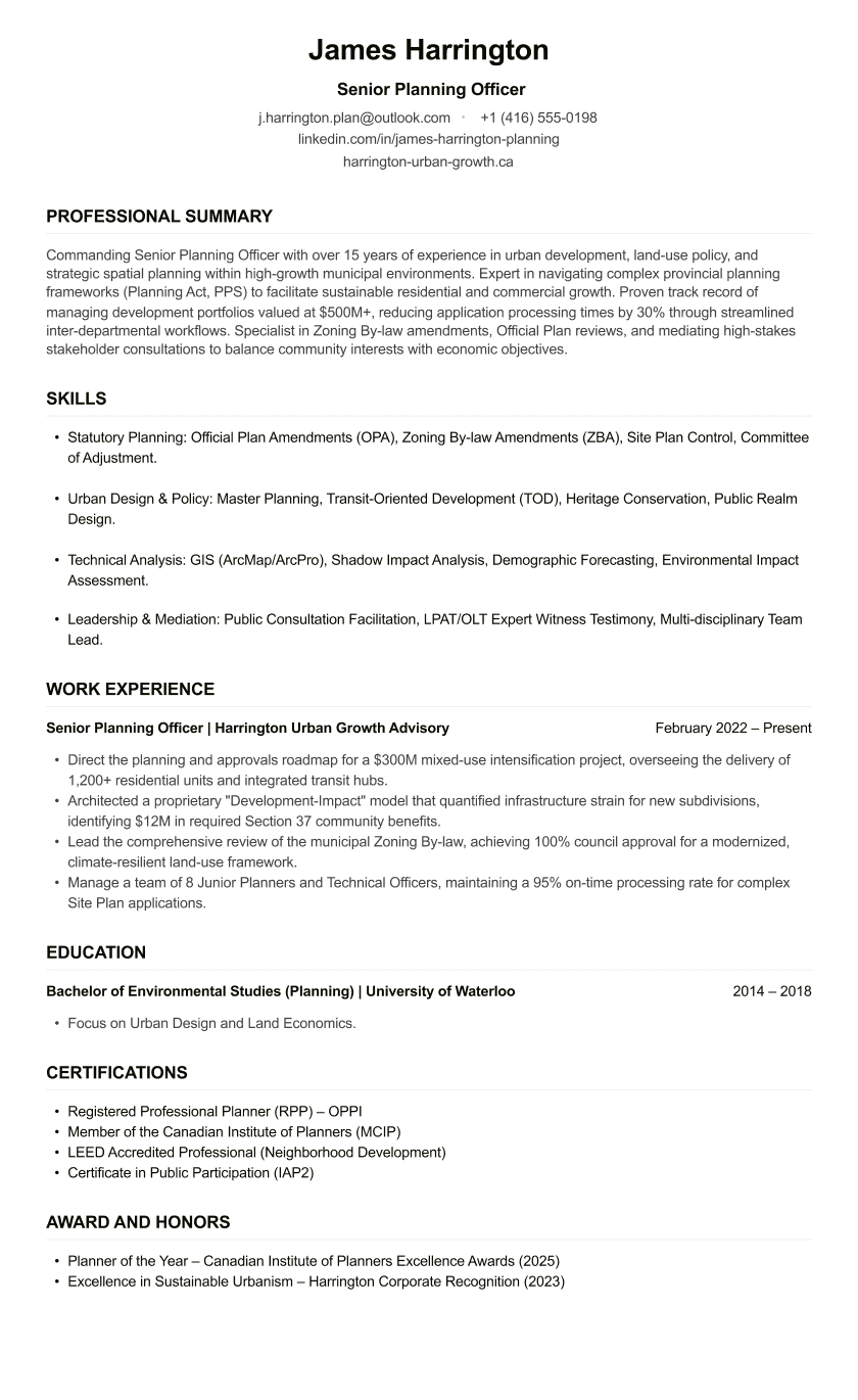 Planning Officer CV
