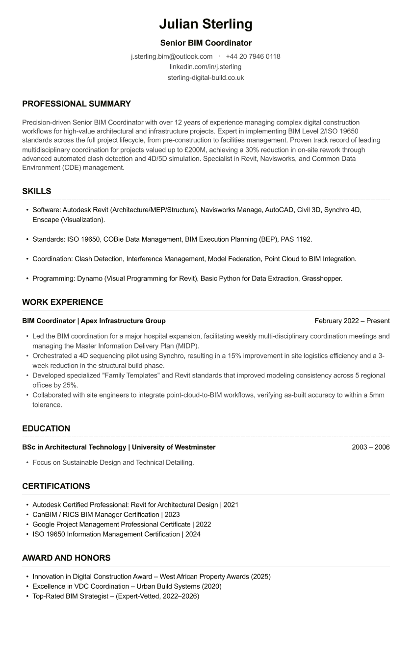 BIM Coordinator CV