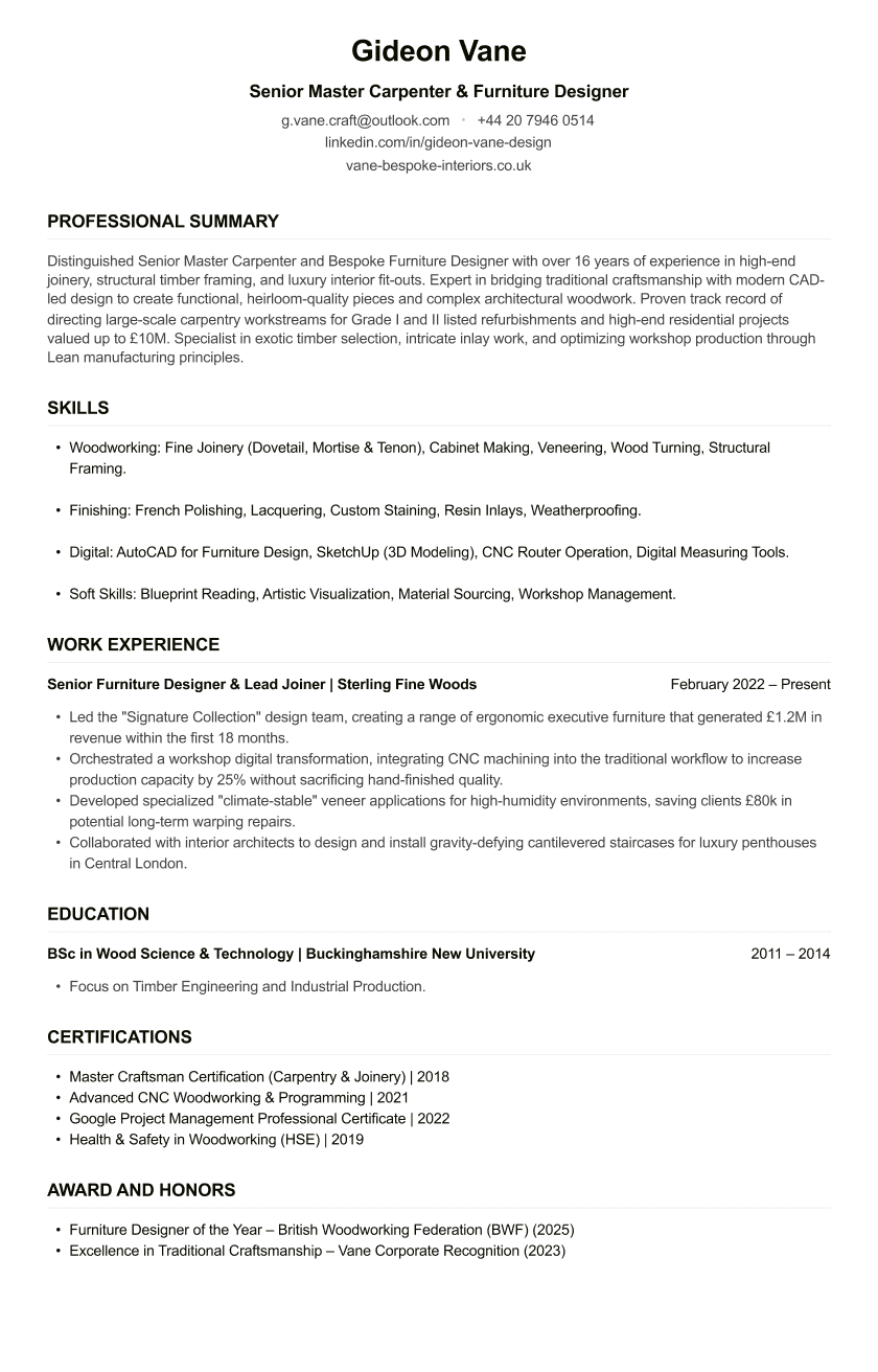 Carpenter CV