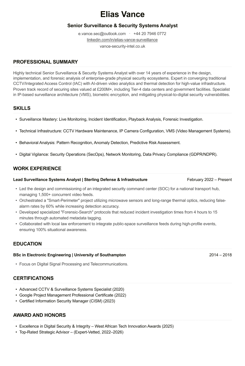 CCTV Operator CV