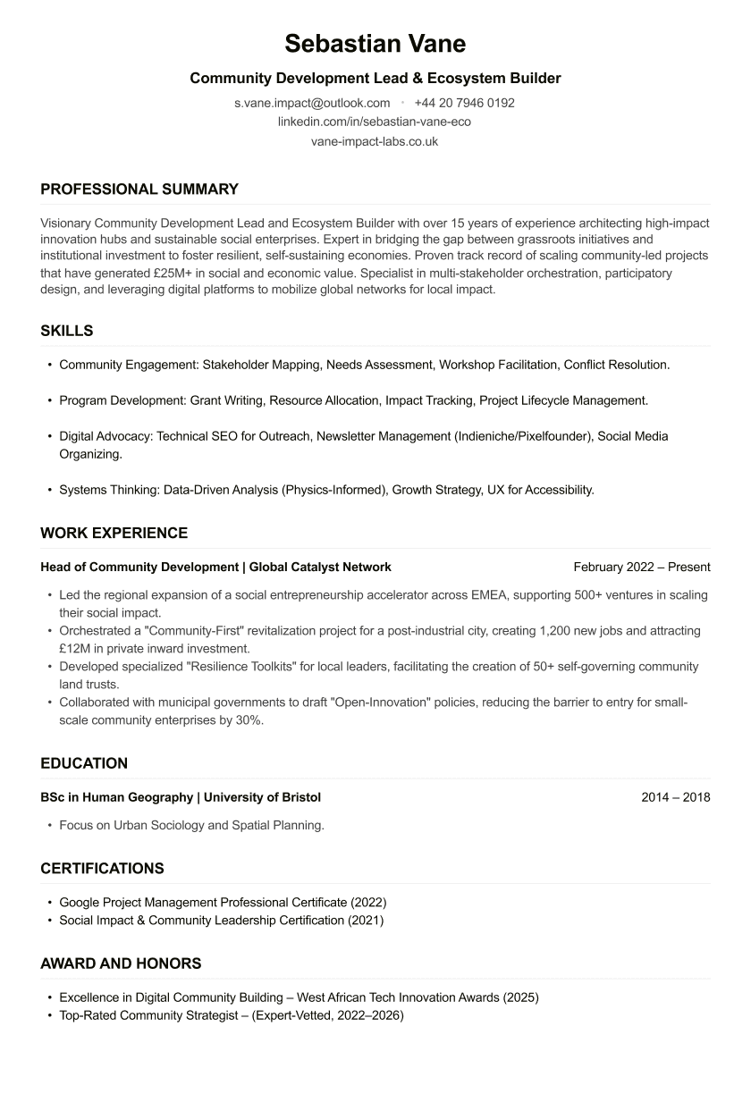 Community Development Worker CV