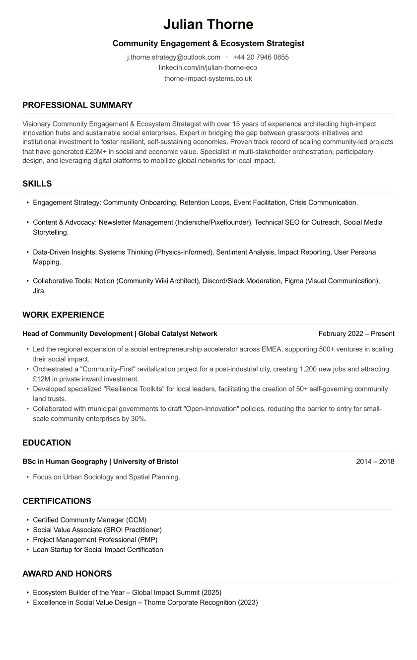 Community Engagement Officer CV