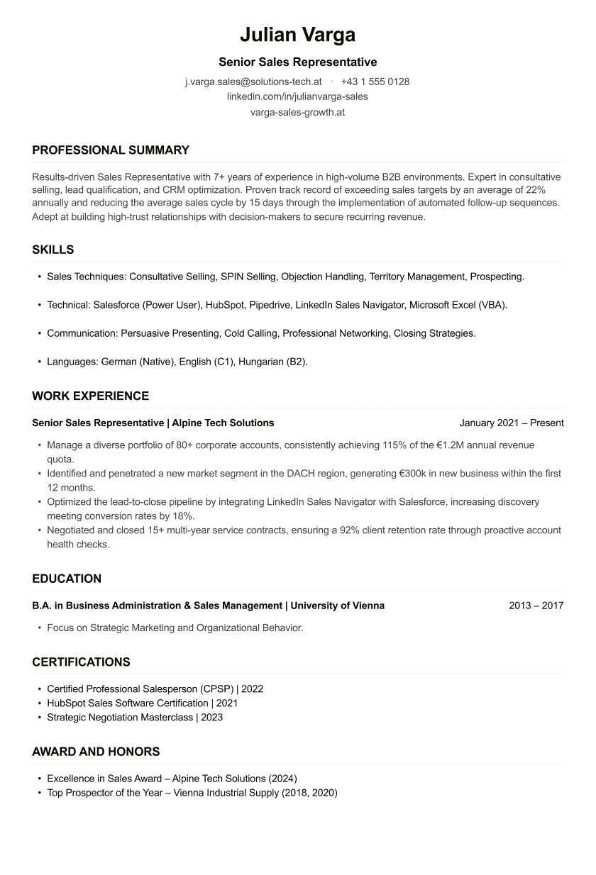 Customer Success Manager CV example