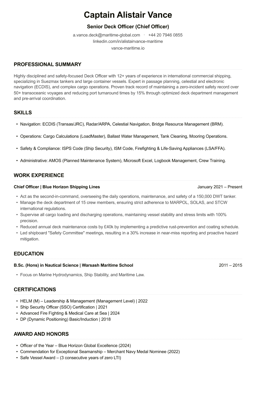 Deck Officer CV