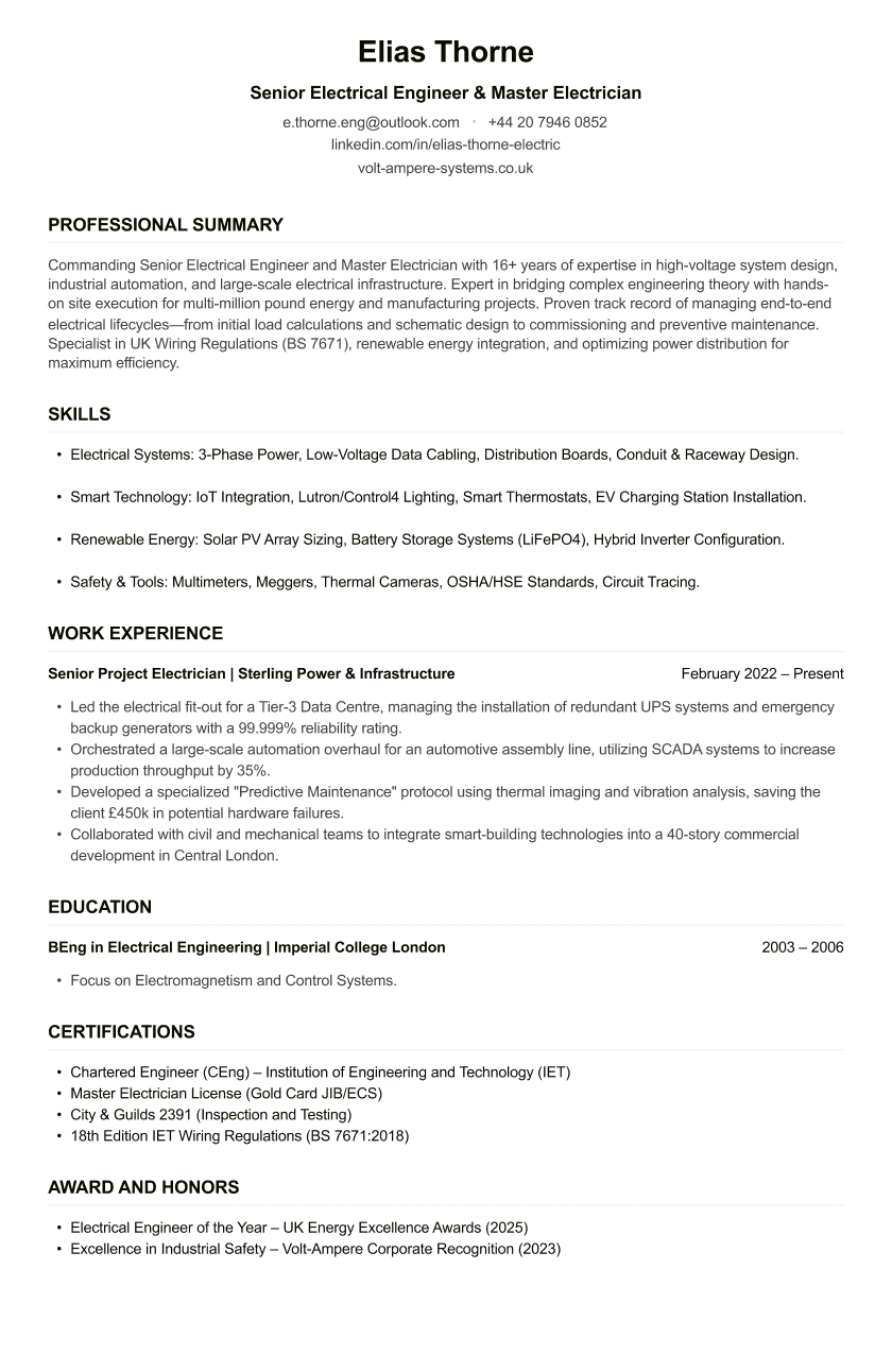 Electrician CV