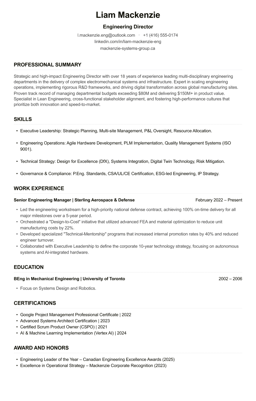 Engineering Director CV