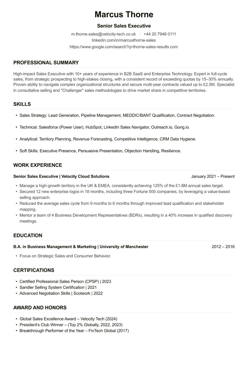 Sales Executive CV