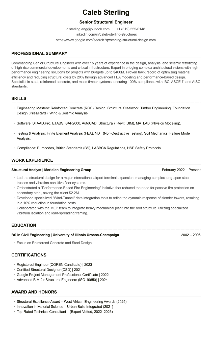 Structural Engineer CV