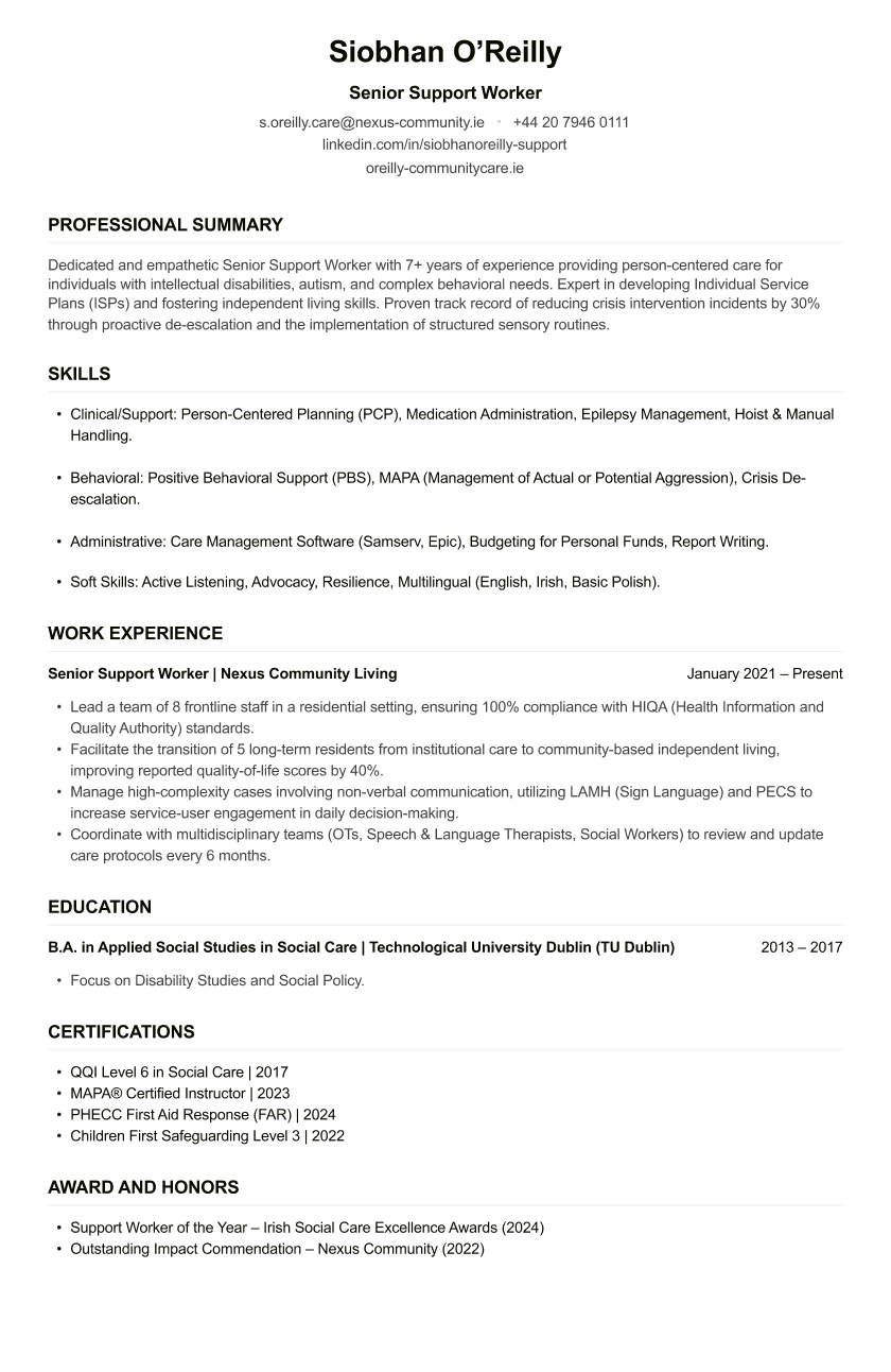Support Worker CV