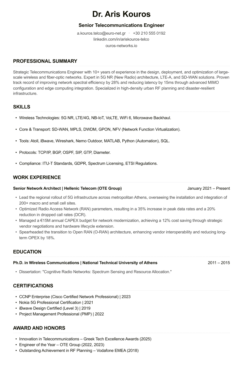 Telecom Engineer CV