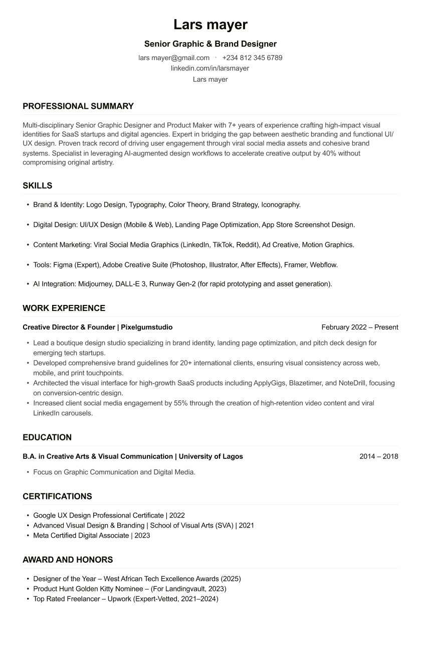 Graphic Designer CV