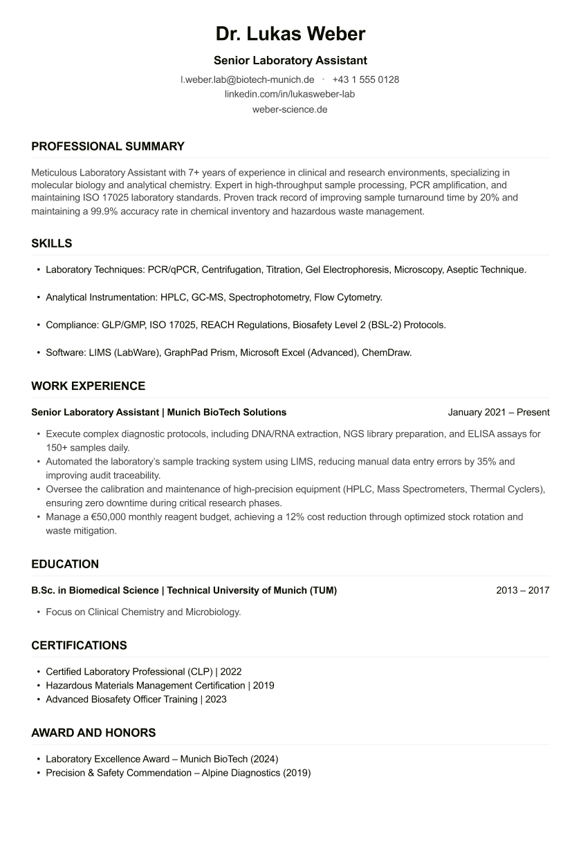 Lab Assistant CV