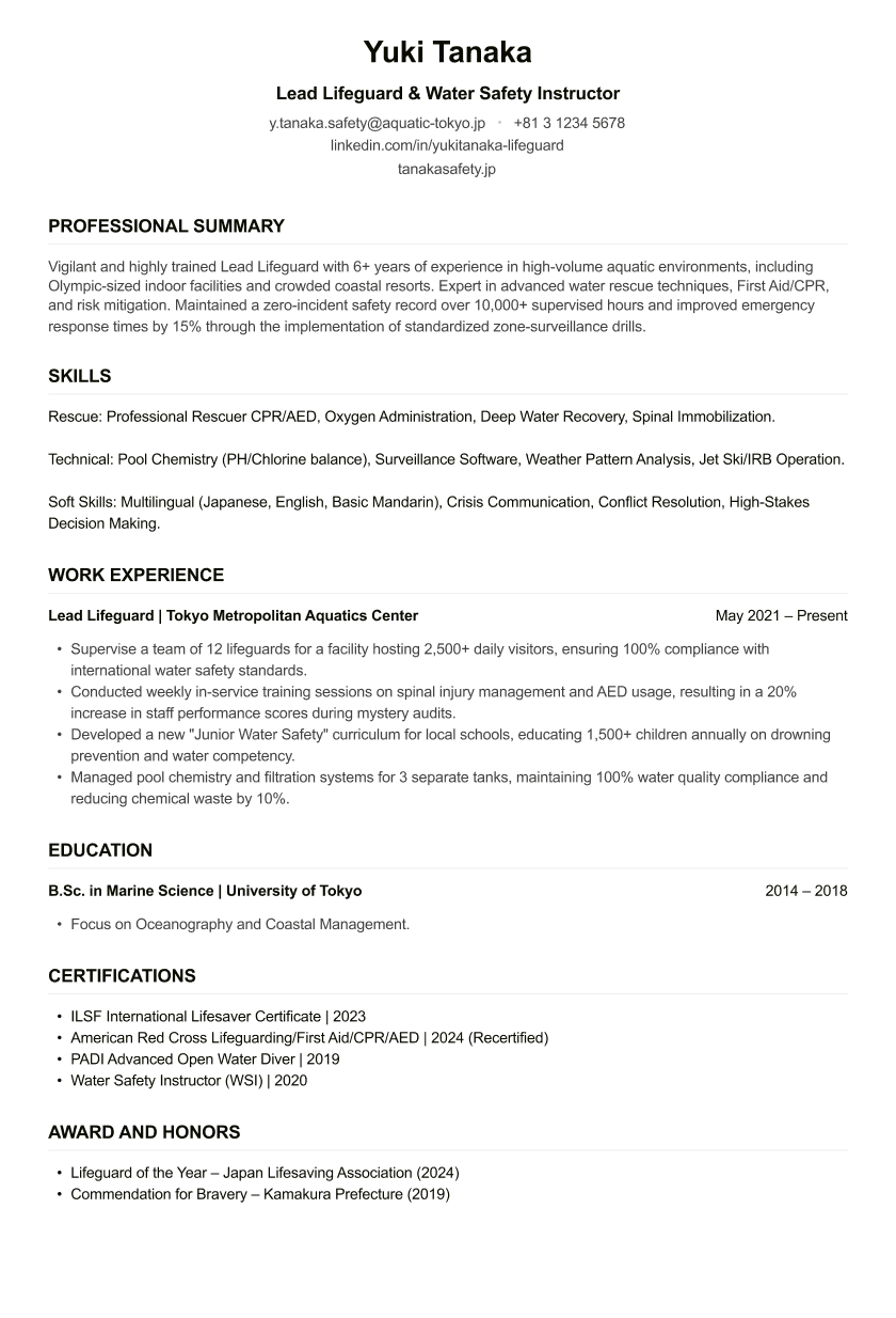Lifeguard CV