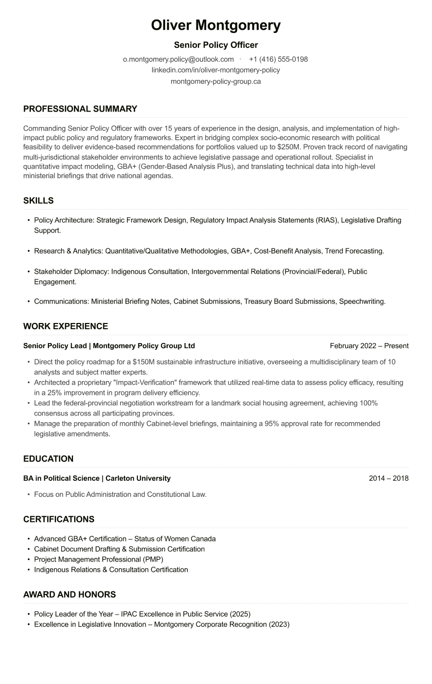 Policy Officer CV
