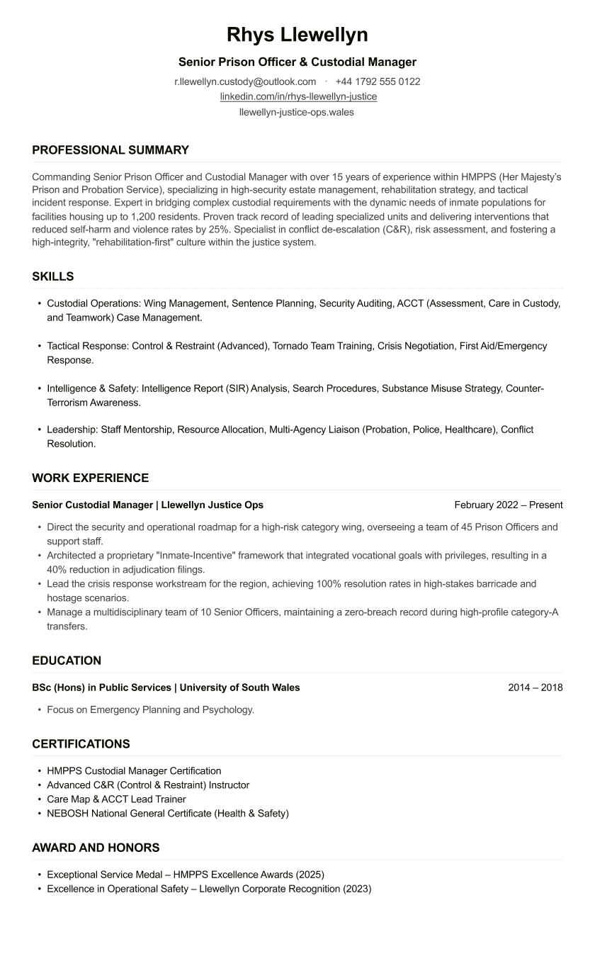 Prison Officer CV