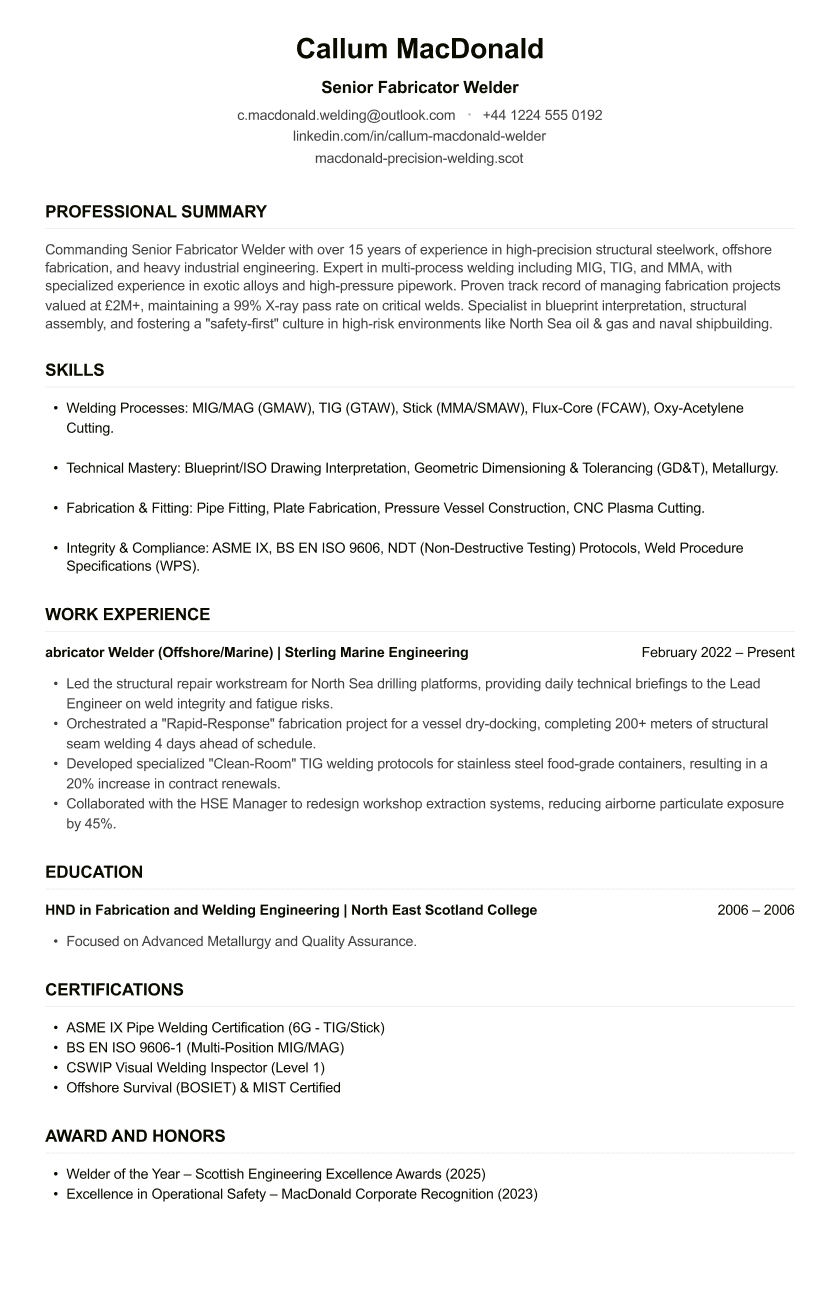 Welder CV