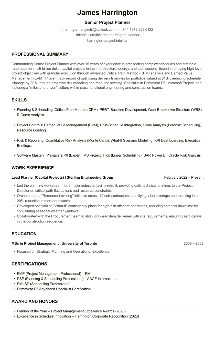 Project Planner CV