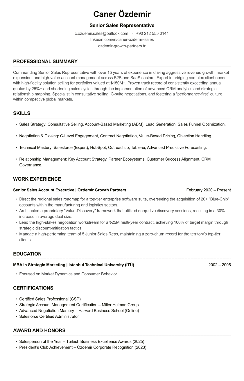 Sales Representative CV