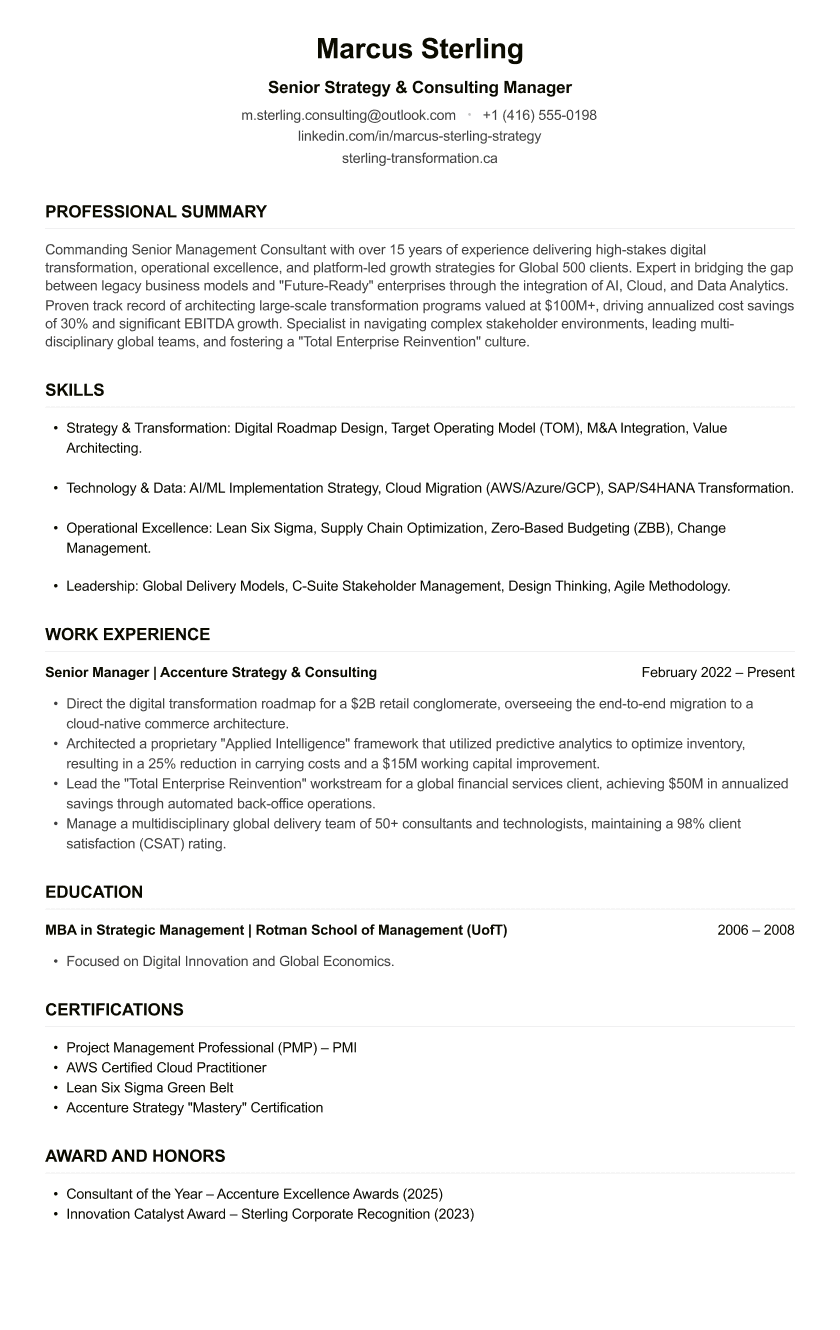 Accenture Consultant CV